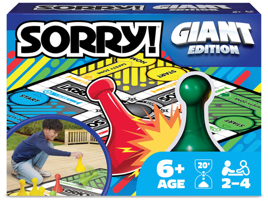 Giant Sorry Classic Family Board Game Indoor Outdoor Retro Party Activity Summer Toy with Oversized Gameboard, for Adults and Kids Ages 6 and up