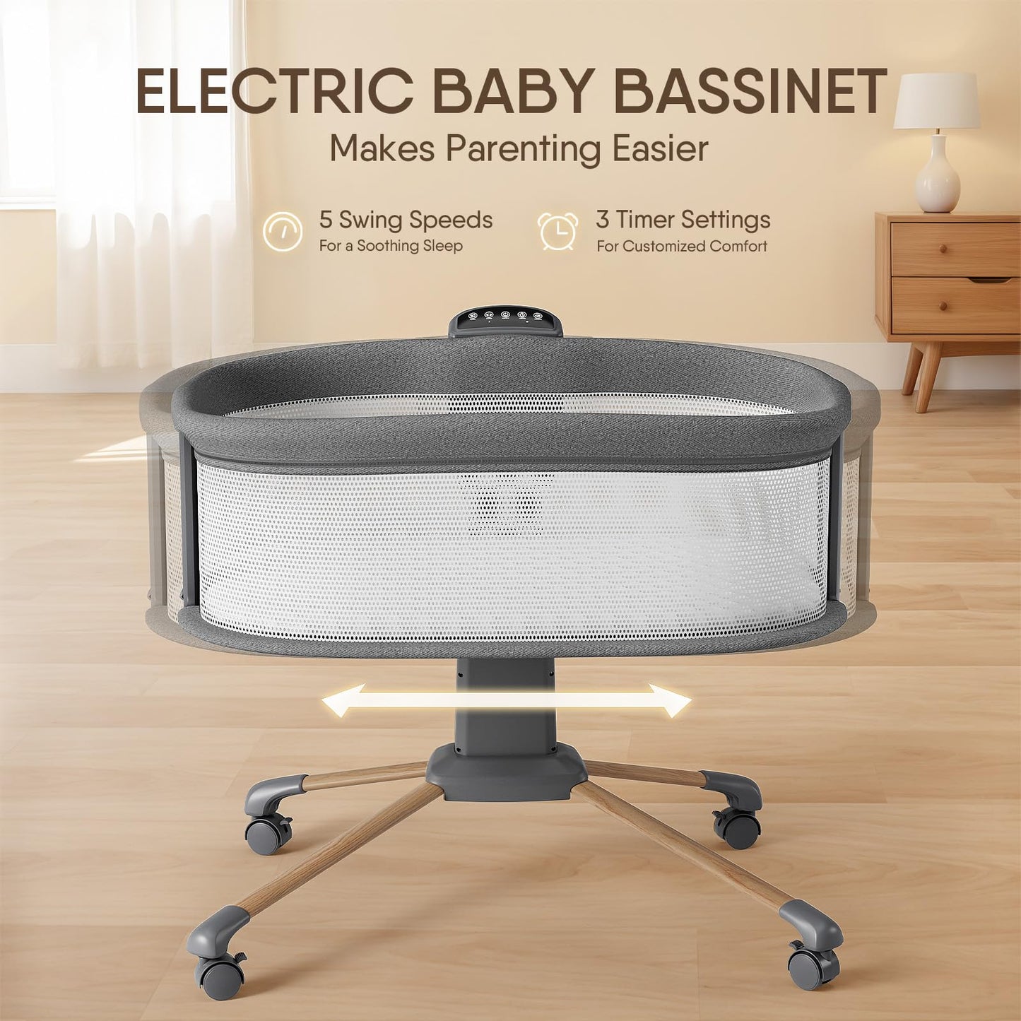 Electric Baby Bassinet with Rocking and Music