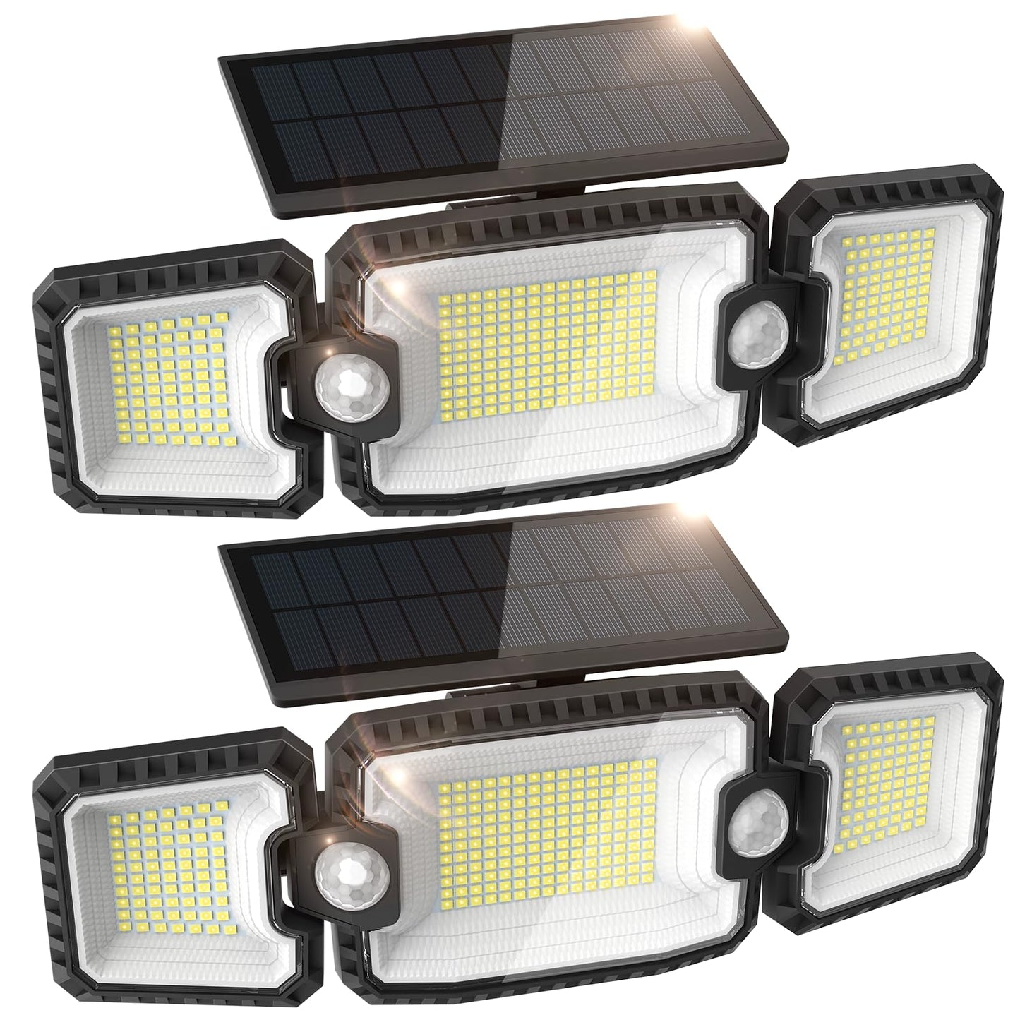 Ueuttiy Solar Flood Lights Outdoor, Solar Wall Light Cordless with 2 Motion Sensor,Solar Motion Lights 3 Adjustable Heads Solar Lights Outdoor, IP65 Waterproof (2 PCS)