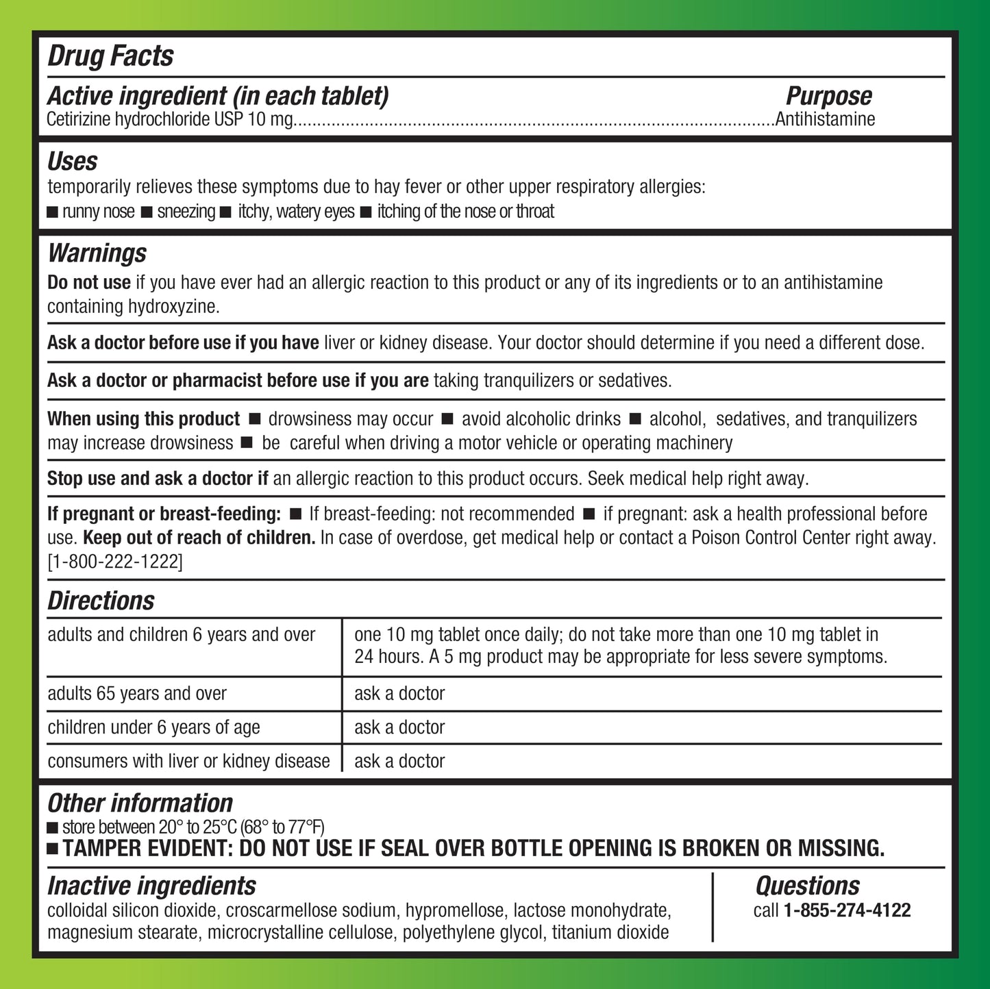Amazon Basic Care Cetirizine Allergy Relief Tablets 365 Count