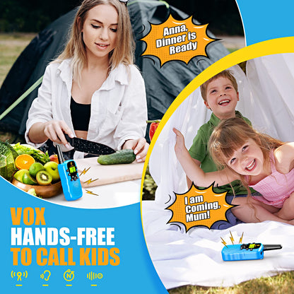 Walkie Talkies for Kids 2 Pack: Long Range Kids Blue Walkie Talkies for Boys Birthday Gifts Kids Outdoor Toys for 3 4 5 6 7 8 9 Year Old Boy Kid Gift Toy Age 3-12 Camping Hiking