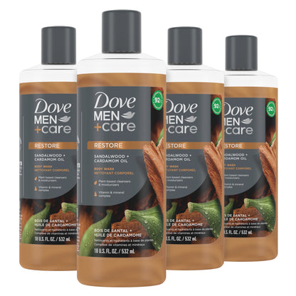 Dove Men+Care Sandalwood Body Wash 4 Count