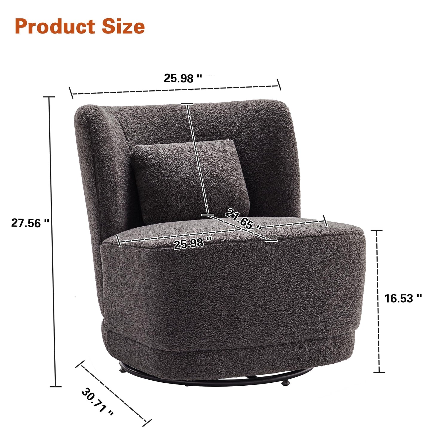 Modern Velvet Swivel Accent Chair with Cushion