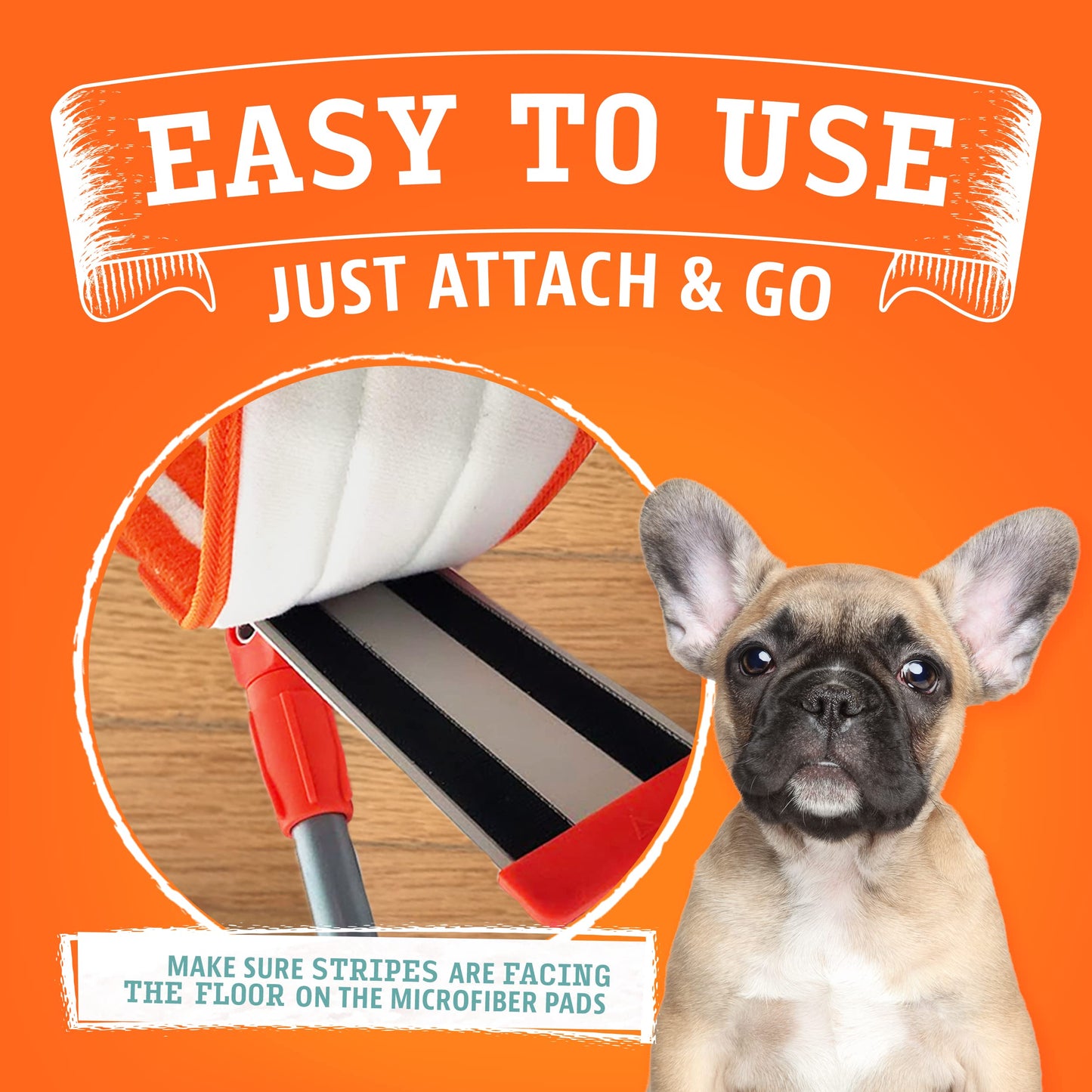 Angry Orange Mops for Floor Cleaning - Microfiber Mop for Messes and Hair Removal with 2 Scrubber and 2 Microfiber Pads for Hardwood, Tile and More - Stain Remover Pet Supplies