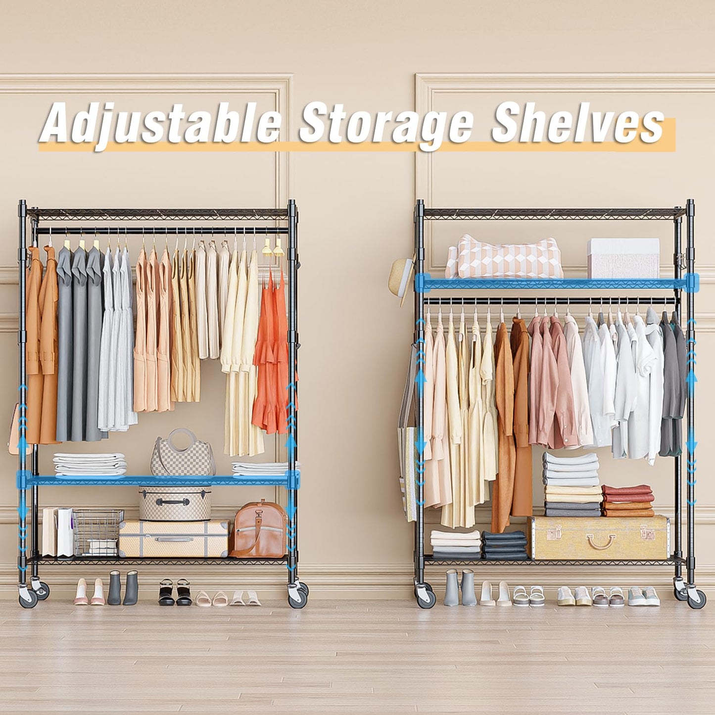 3-Tier Heavy Duty Garment Rack with Wheels