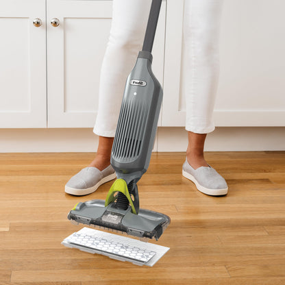 Shark VM252 VACMOP Pro Cordless Hard Floor Vacuum Mop with LED Headlights, 4 Disposable Pads & 12 oz. Cleaning Solution, Charcoal Gray