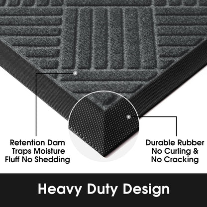 HOMEIDEAS Door Mat Welcome Mats Outdoor, 2 Pack Front Door Mat, Doormat for Entryway, Heavy Duty Rubber Backing Non Slip, Waterproof, Easy Clean Shoe Scraper Mat for Patio Porch Entry 35.4 X 23.6