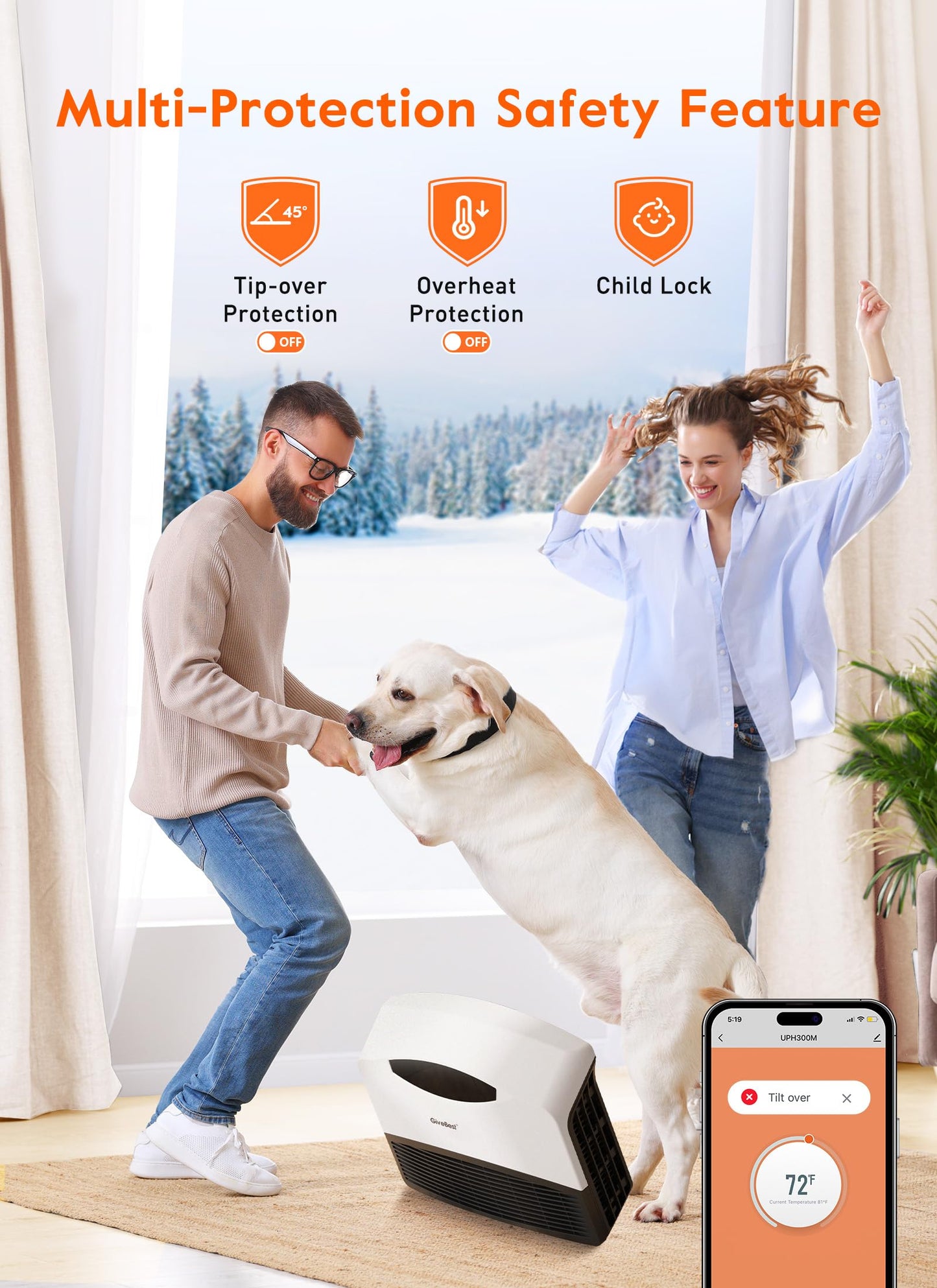 GiveBest WiFi Electric Wall Heater, 1500W Fast Heat