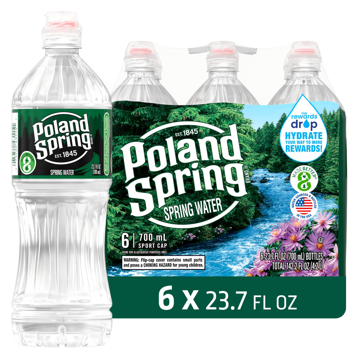 6 Pack Poland Spring 23.7 Fl Oz Bottled Water