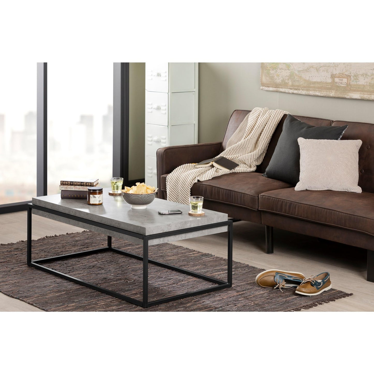South Shore Industrial Coffee Table, Concrete Gray