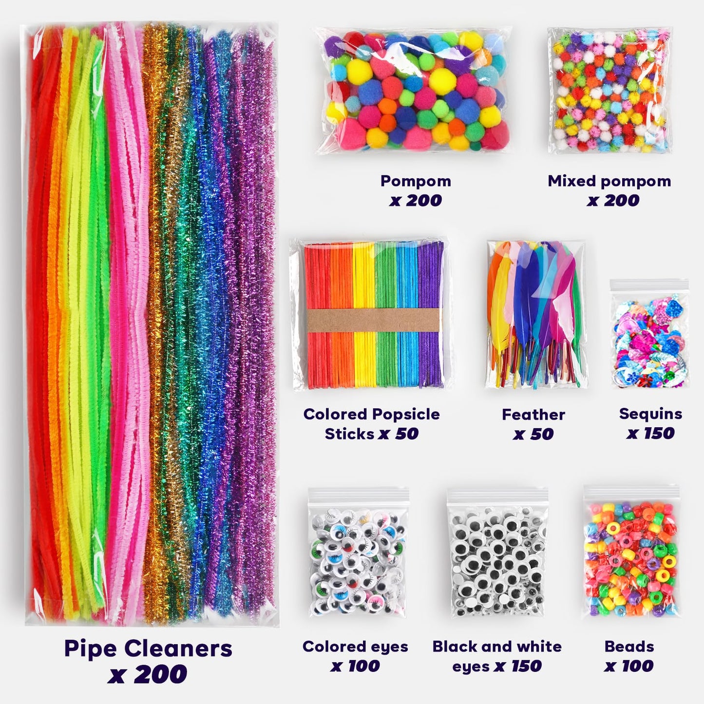 FUNZBO 1200pcs Arts and Crafts Supplies for Kids