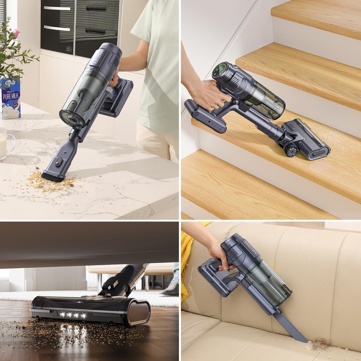 MIUZZY Cordless Vacuum Cleaner with Powerful Suction