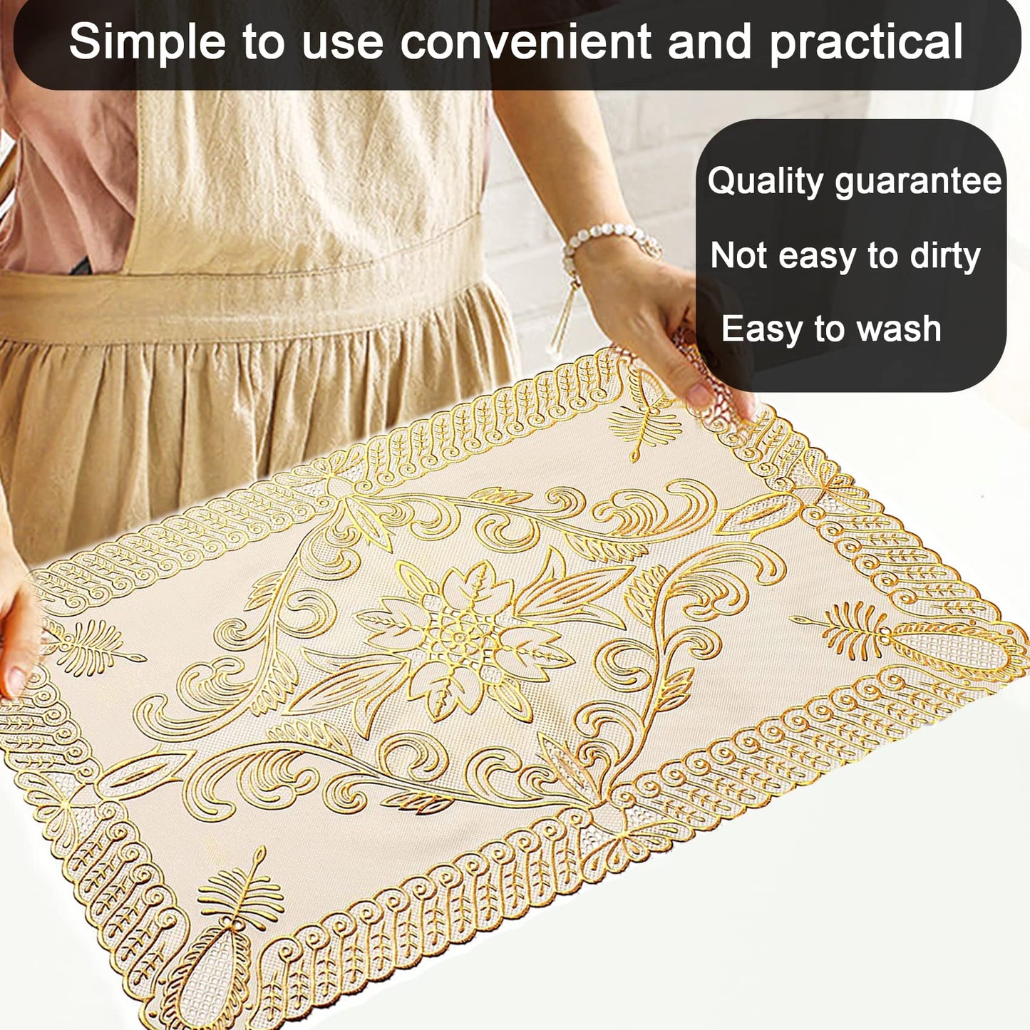 Place Mats, Kitchen Table Mat, Placemats Set of 6 Heat-Resistant Stain Resistant Anti-Skid Placemats