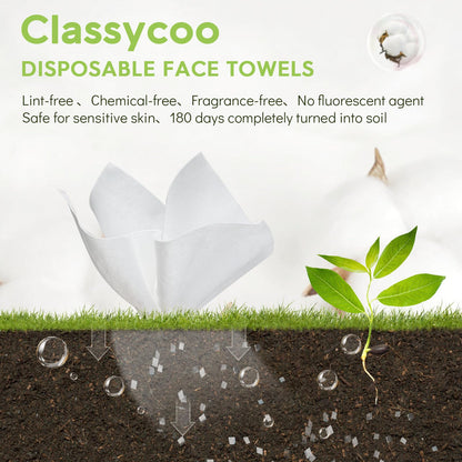 100 Pack Organic-Cotton Disposable Face Towels