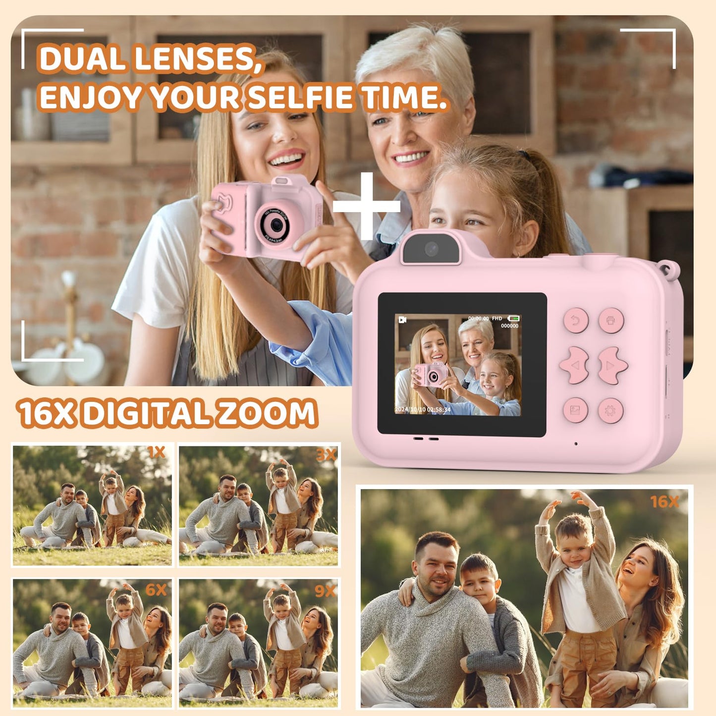Kids Instant Print Camera with 5 Paper Rolls