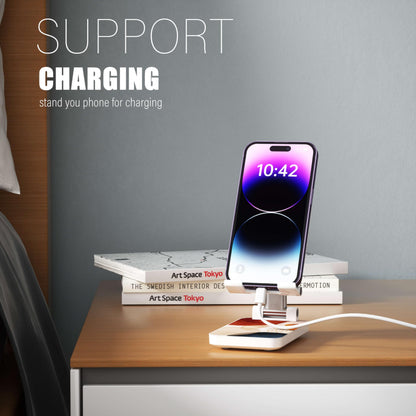 Heainaiyoo Foldable Cell Phone Stand,Angle Height Adjustable Cell Phone Holder,Phone Holder for Desk,Smart Phones Desk Accessories Phone Holder (Brown Block)