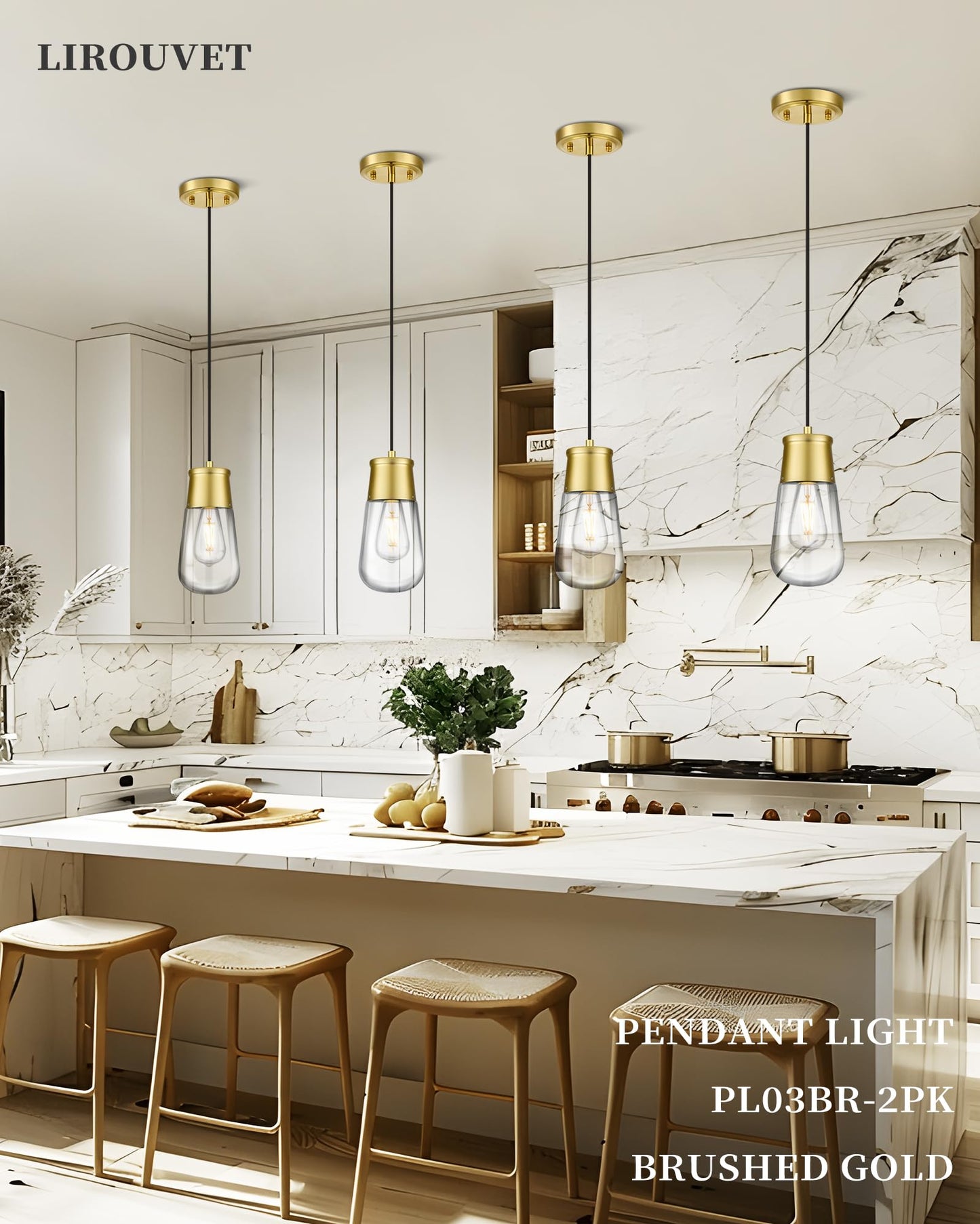 Gold Pendant Light Fixture for Kitchen Island