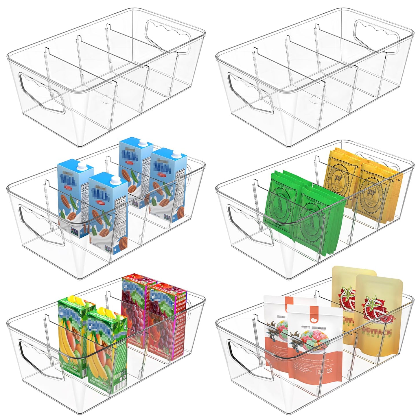SPACEKEEPER Clear Storage Organizer Bins 6 Pack