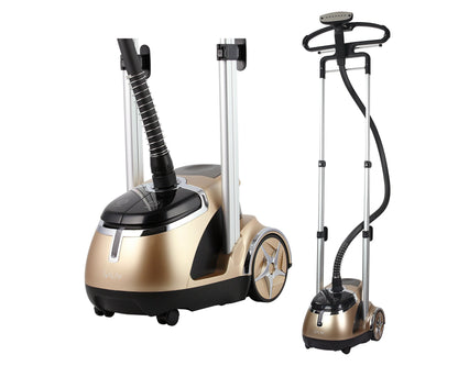 SALAV® Limited Edition Professional Series Dual Bar Garment Steamer with Foot Pedals, Stainless Steel Steam Plate, Retractable Power Cord, 1.8L (60.8 oz) Water Tank, 1500 watts, 60+mins of Steam