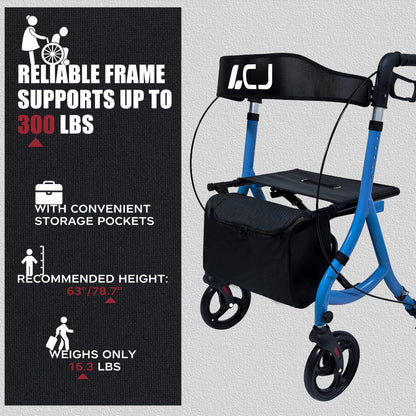Foldable Walker with Seat for Seniors