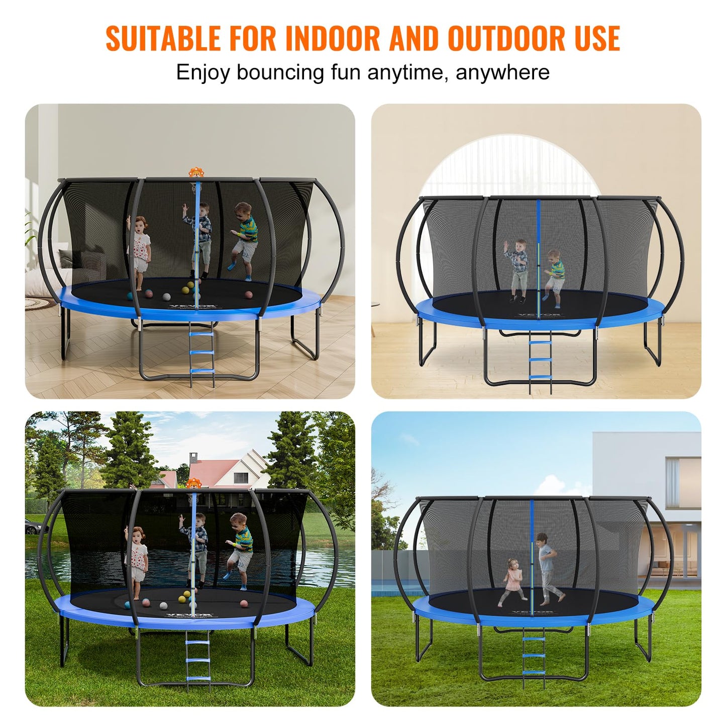 VEVOR 14FT Trampoline with Enclosure and Ladder