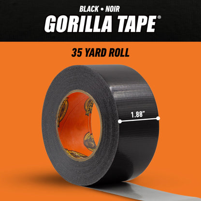 Gorilla Black Duct Tape, 1.88" x 35 yd, Black, (Pack of 1)