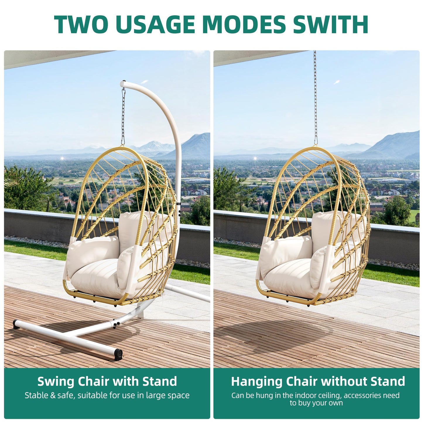 Hanging Egg Chair with Stand by YITAHOME