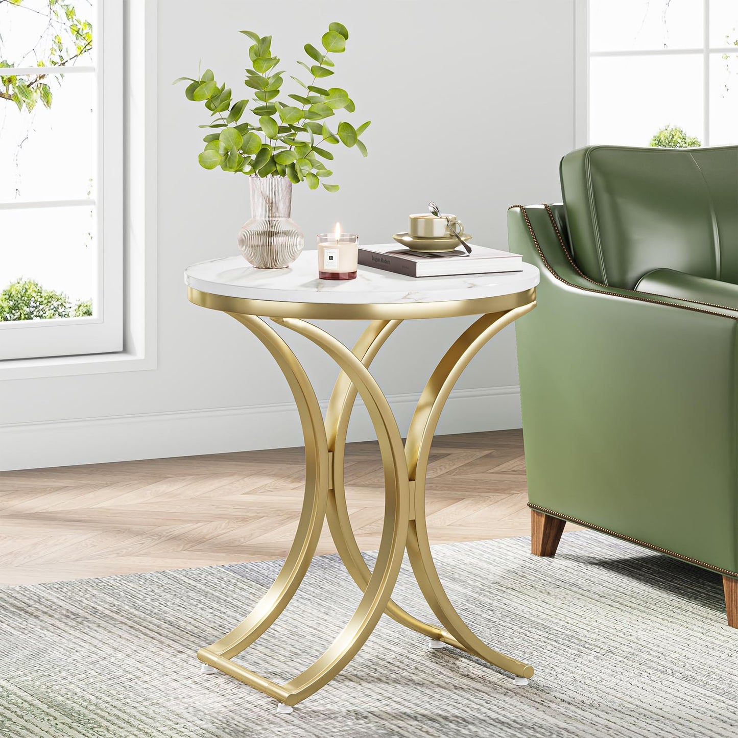 Tribesigns Round Faux Marble Side Table Set