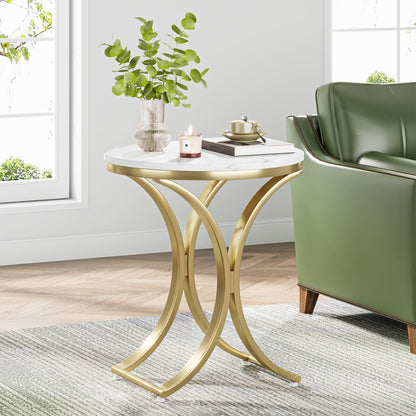 Tribesigns Round Faux Marble Side Table Set