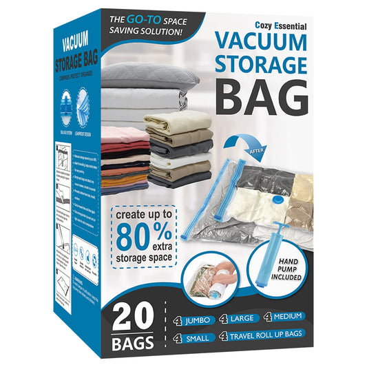 20 Pack Vacuum Storage Bags with Hand Pump