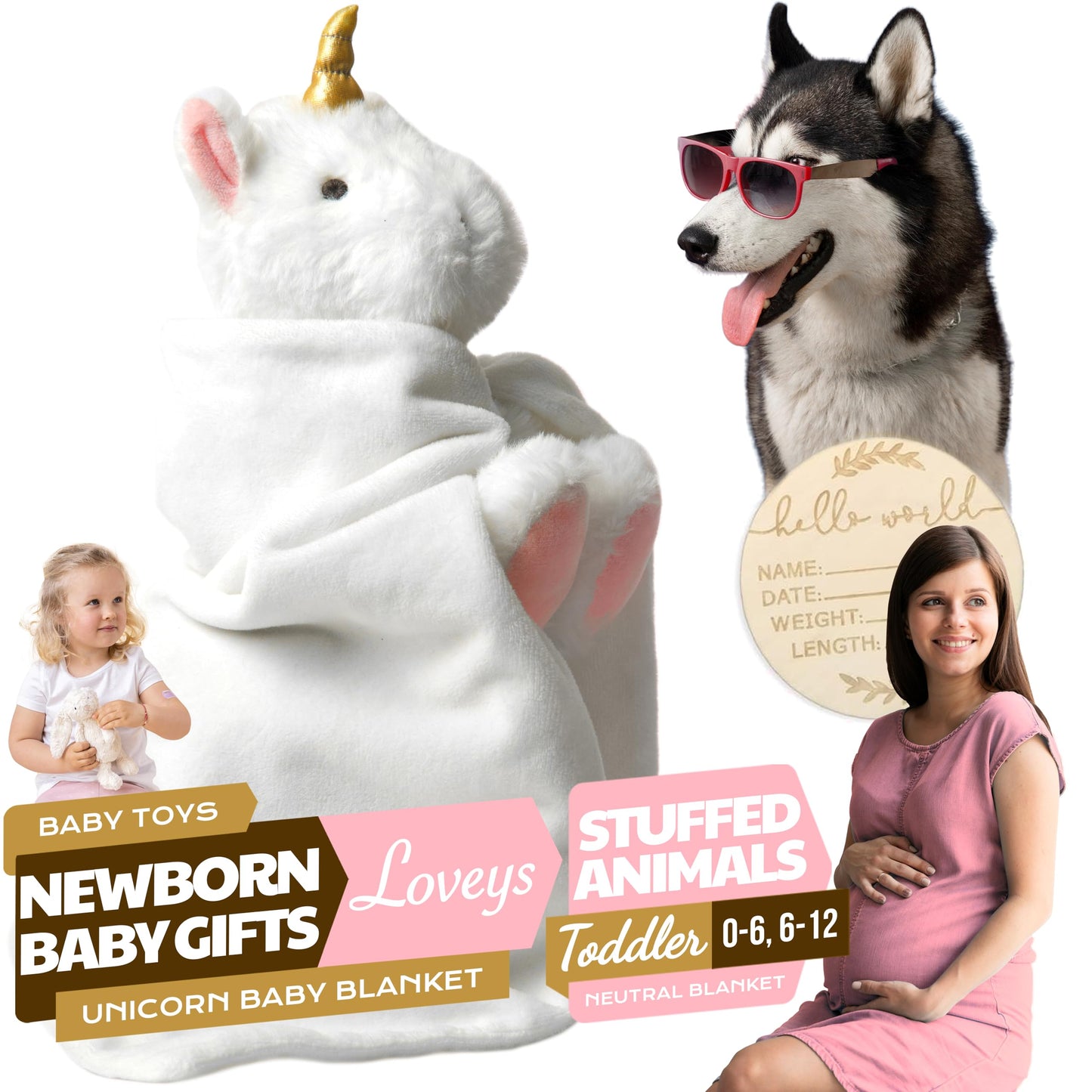 Unicorn Baby Lovey Security Blanket Plush Toy