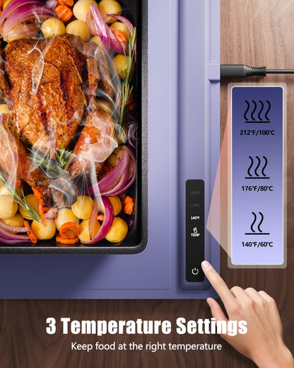 Electric Food Warming Mat with 3 Temperature Settings