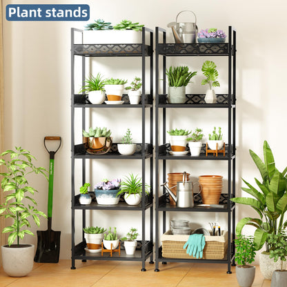 vimiroo Heavy Duty 5 Tier Bookshelves,Metal Storage Rack for CD, Books,Microwave Load-Bearing 500 lbs Rust Resistance Tall Bookcase for Bedroom,Living Room,Office,Kitchen (Black)