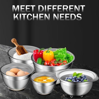 DUTZUN 5-Piece Stainless Steel Mixing Bowl Set