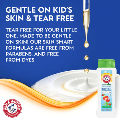 Arm & Hammer Essentials Kids Body Wash - 3-in-1 Watermelon Kiwi 22.5oz - Kids Shampoo and Body Wash And Conditioner - Non Toxic Body Wash