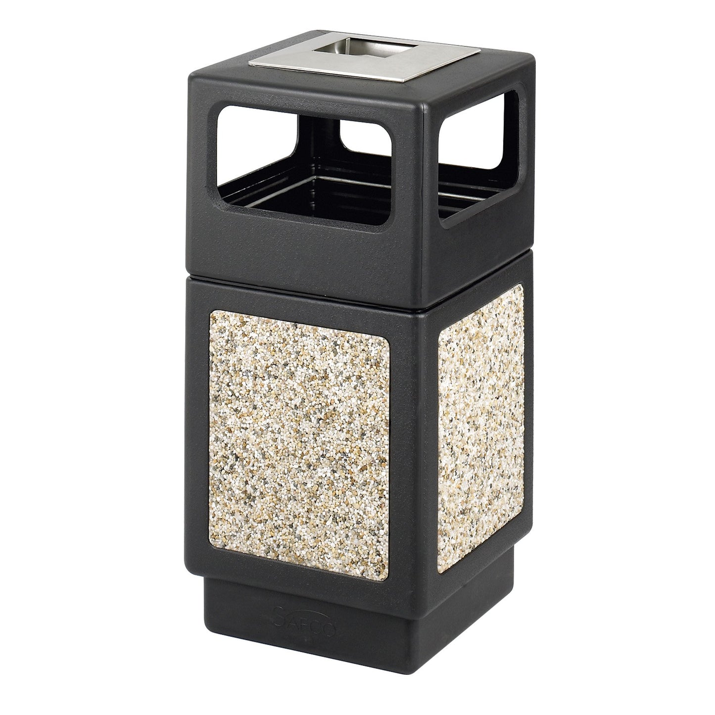 Safco 30-Gallon Weather-Resistant Trash Can with Ashtray