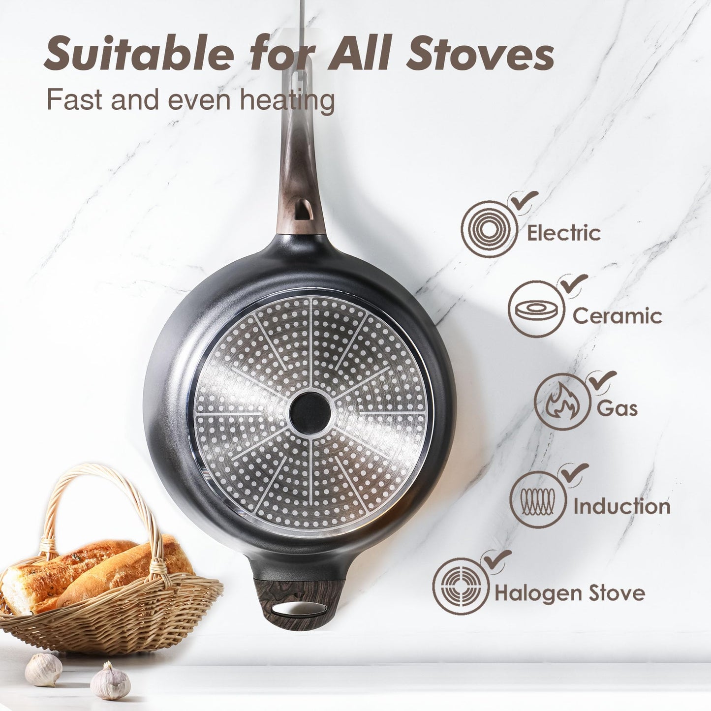 10.5 Inch SENSARTE Nonstick Frying Pan with Lid