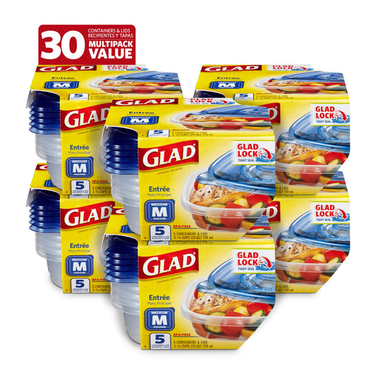 Glad Food Storage Containers, 30 Count Pack