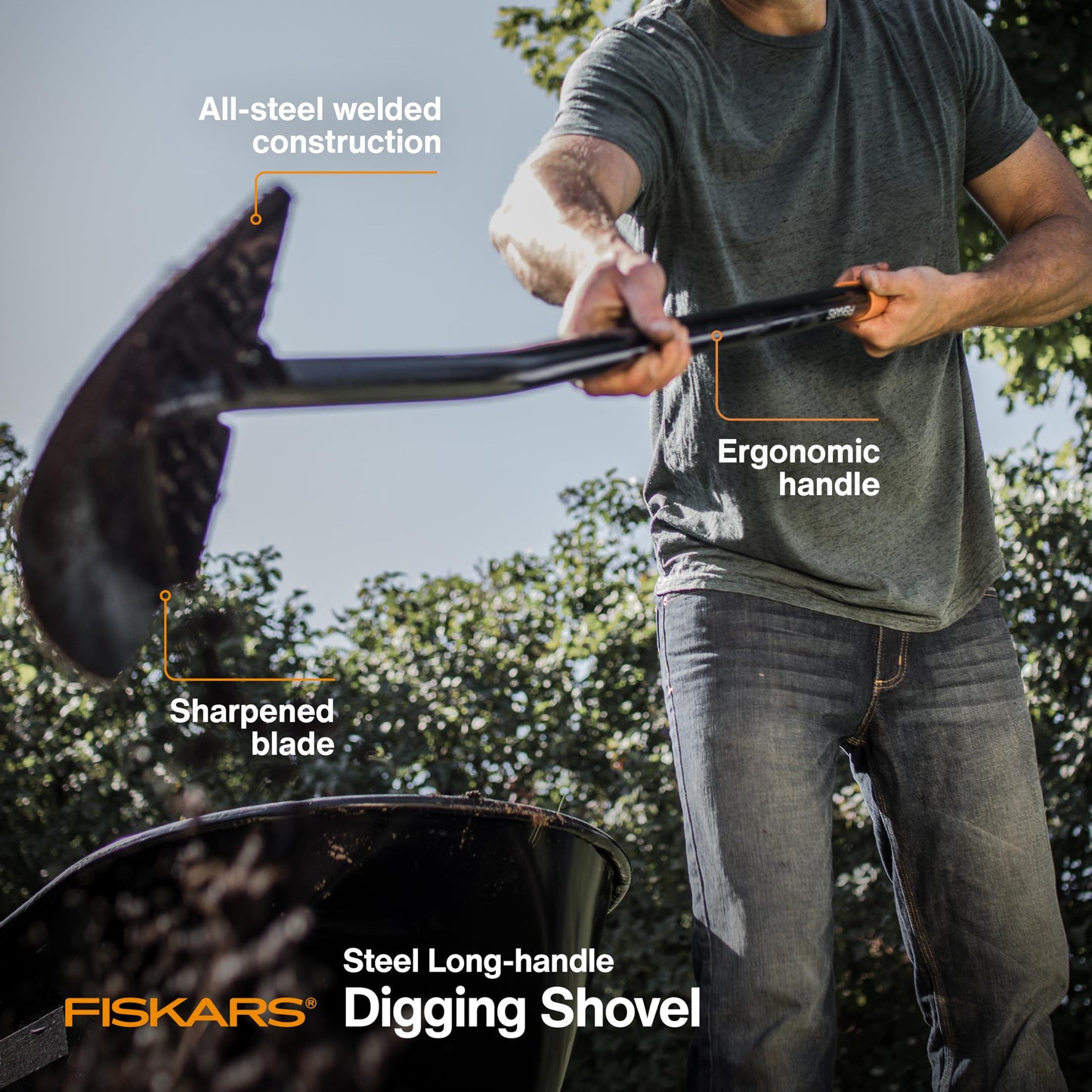 Fiskars Heavy Duty Garden Shovel for Digging