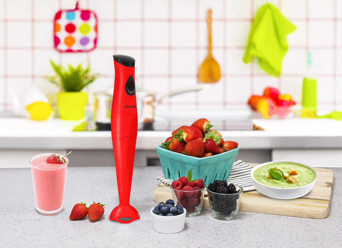 Elite Gourmet Immersion Hand Blender with One-Touch Control
