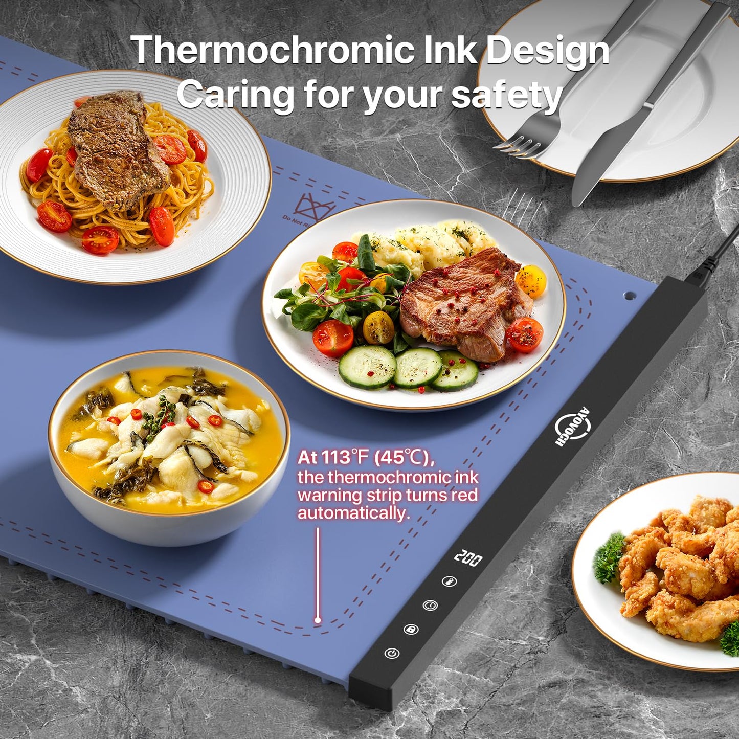 Electric Warming Tray with 3 Temperature Settings