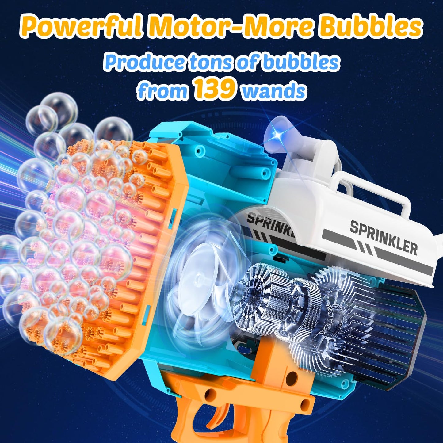 Eaglestone Bubble Machine Gun for Kids, 139 Hole Automatic Bubbles Wand, Blower, Maker for Toddlers- Outdoor Bubble Toys for Boys & Girls - Easter,Wedding, Party Gifts for Ages 3 4 5 6 7 8