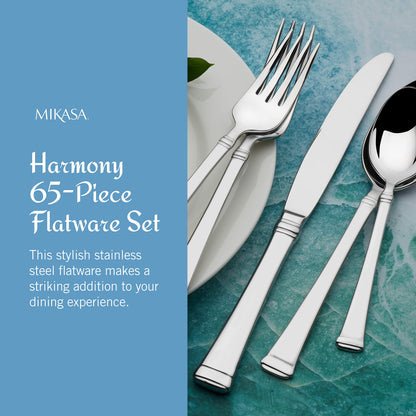 Mikasa Harmony Flatware Set for 12, 65 Pieces