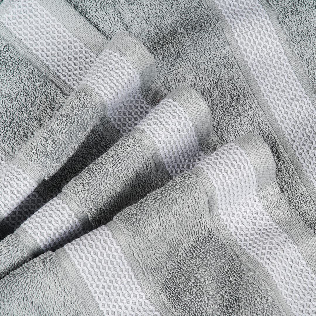 CASA COPENHAGEN Solitaire Mix 6 Pieces Towel Set- Grey Violet+Electric Blue, 600 GSM 2Bath Towel 2Hand Towel 2Washcloth,Designed in Denmark Made of Soft Egyptian Cotton for Bathroom, Kitchen & Shower