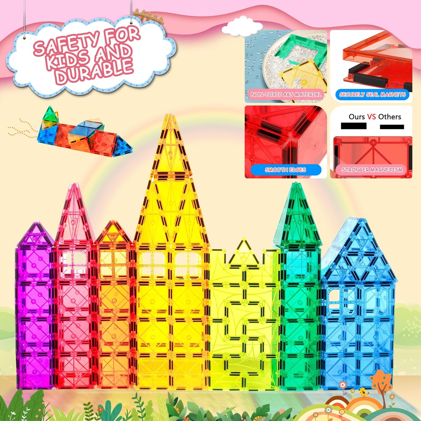 Magnetic Building Tiles for Kids by Lotmey