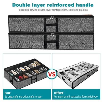 2 Pack Under Bed Shoe Storage Organizer