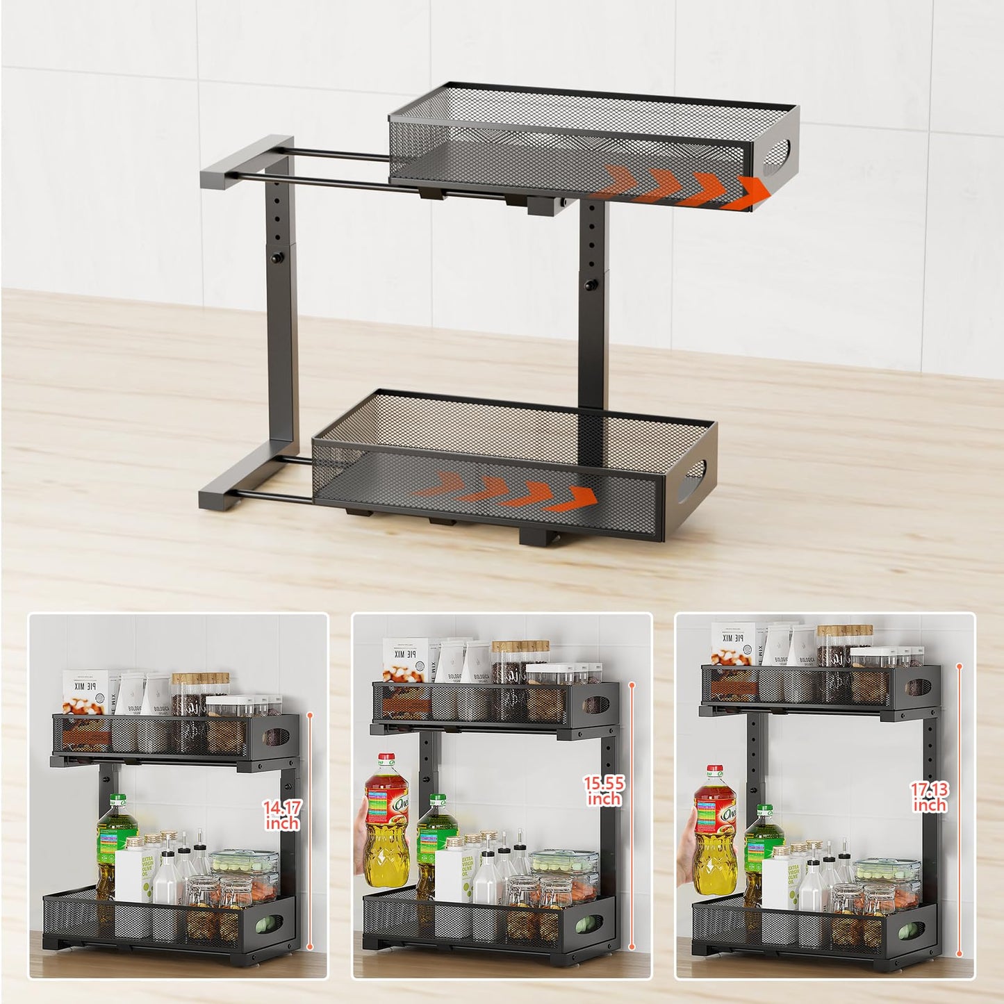 2-Tier Undersink Organizer with Pull-Out Drawers