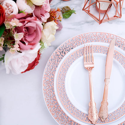102 Pack Disposable Lace Design Plastic Plates