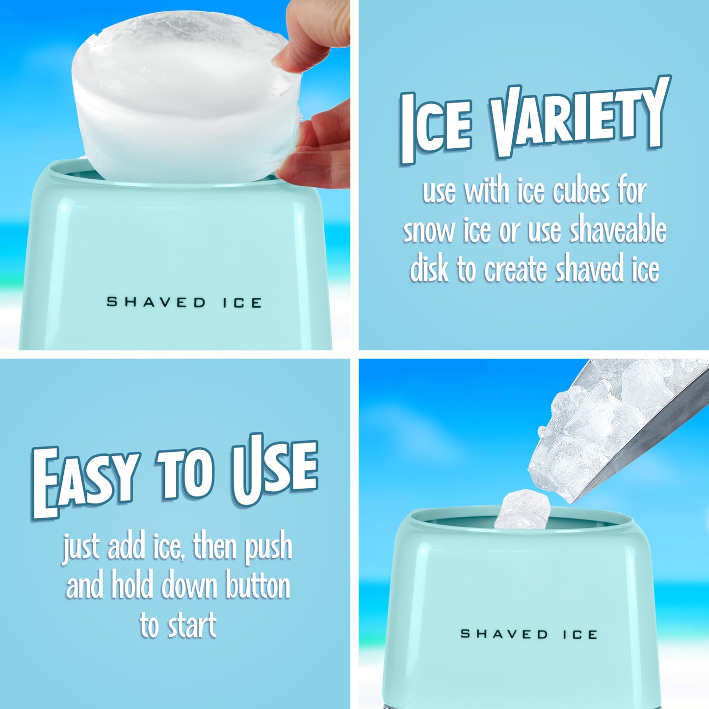 Nostalgia Aqua Shaved Ice Maker for Summer Fun