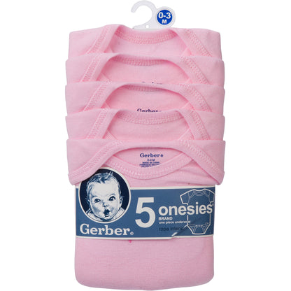 Gerber 5-Pack Baby Solid Pink Bodysuits